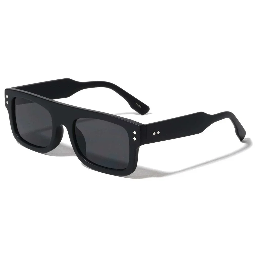 Mens Square Sunglasses Flat Top Black Accents Fashion Shades Casual Modern Male‎
